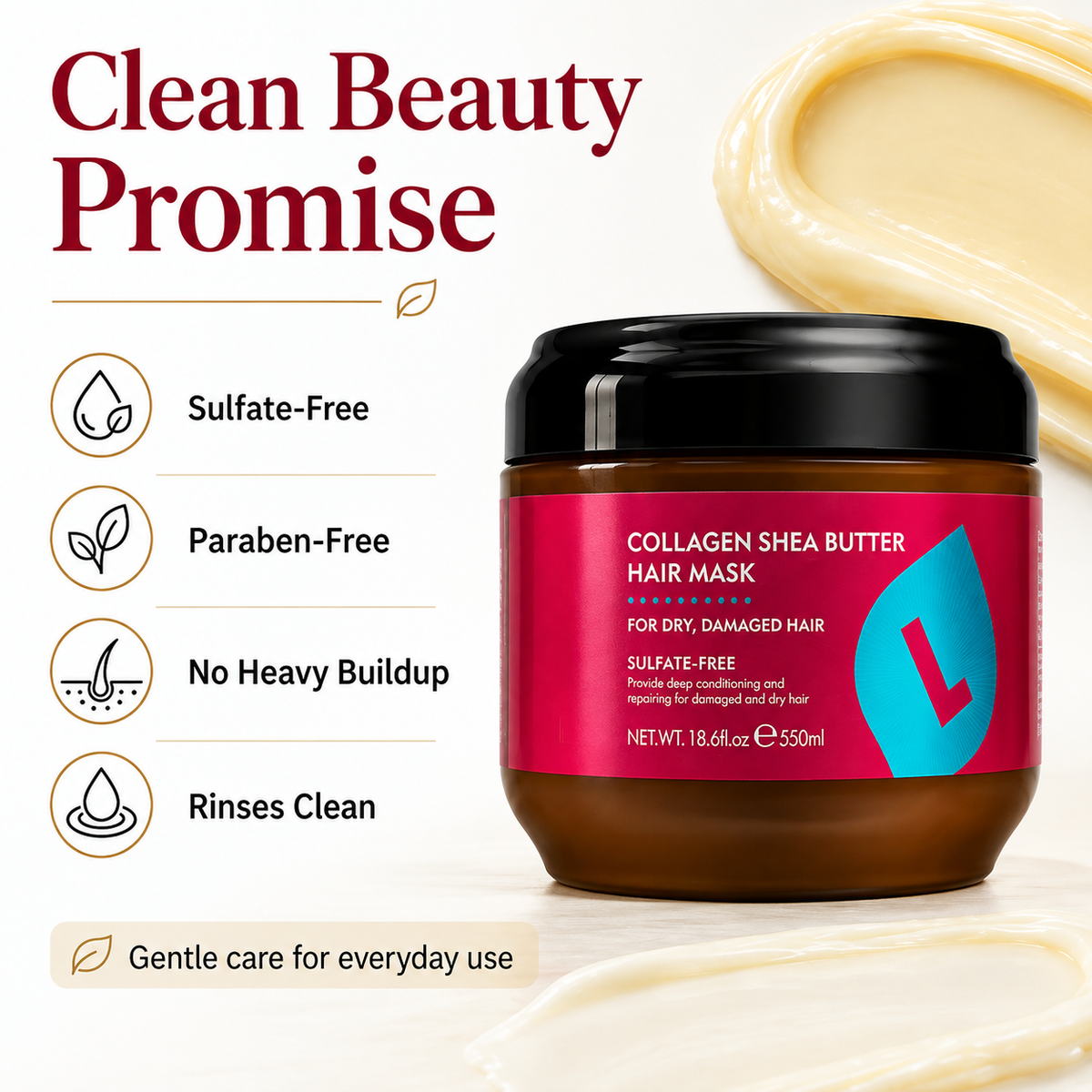Collagen Shea Butter Repair Hair Mask - Restore Dry, Frizzy & Damaged Hair In Just 5 Minutes
