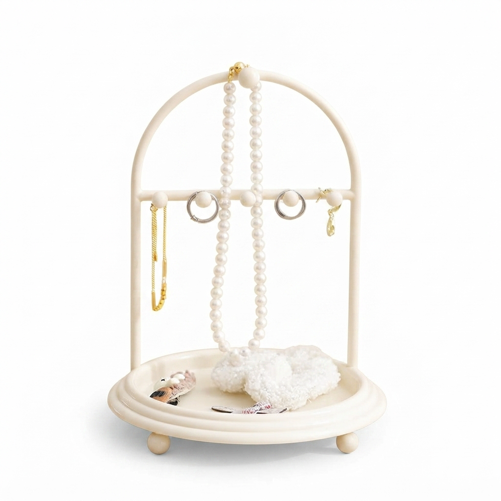 Cream White Jewelry Display and Storage Stand