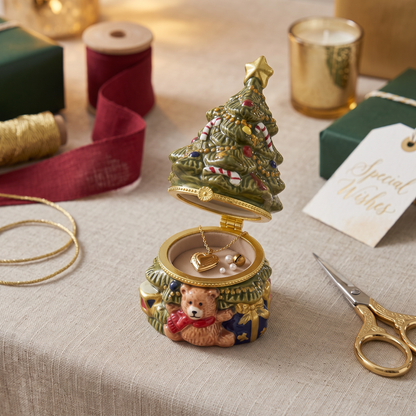 Ceramic Christmas Tree Trinket Box