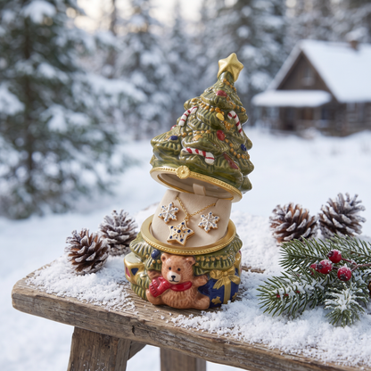 Ceramic Christmas Tree Trinket Box